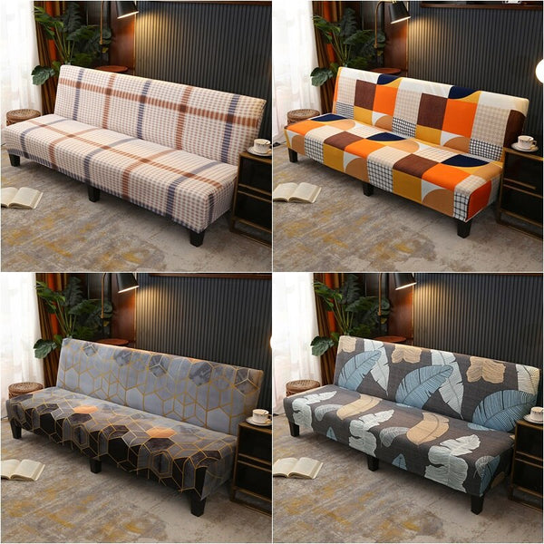 Geometric Folding Sofa Bed Cover Nordic Spandex Sofa Covers Floral Stretch Armless Couch Slipcover for Living Room Funda De Sofa