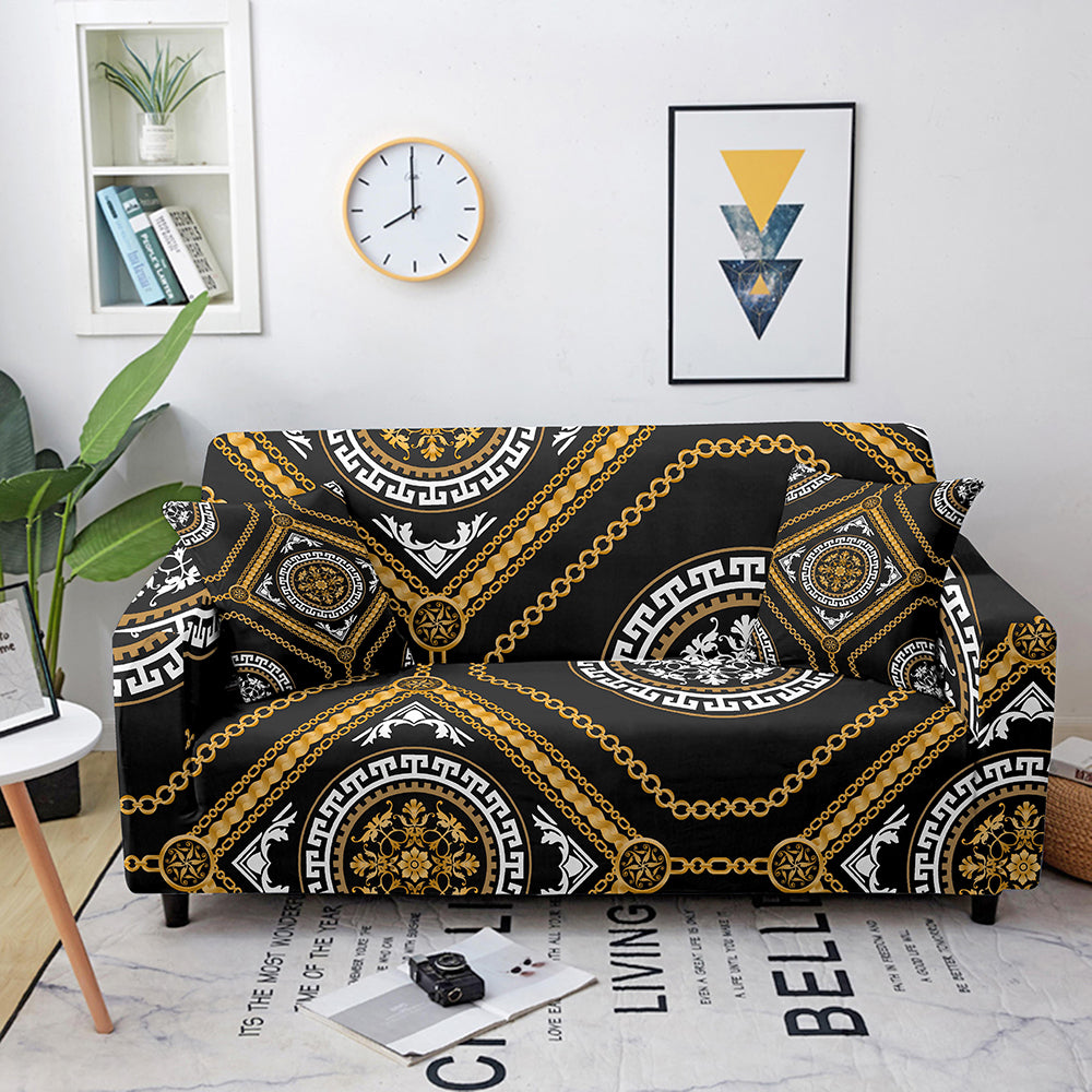 Golden Chains Pattern Luxury Sofa Covers Slipcover Covers for Living R