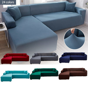 Stretch Sofa Cover - Solid Color L-Shape Protection