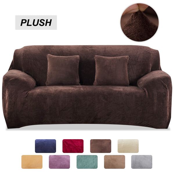 Plush Thicken Sofa Cover Stretch Corner Elastic Couch Covers Blankets Sectional Slipcover Decor 1/2/3/4 Seater  L Shape Seat Slipcovers Settee Covers