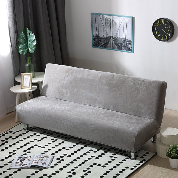 Plush Fabric Fold Armless Sofa Bed Cover Folding Seat Slipcover Thicker Covers Bench Couch Protector Elastic Futon Cover No Handrails Sofa Cover
