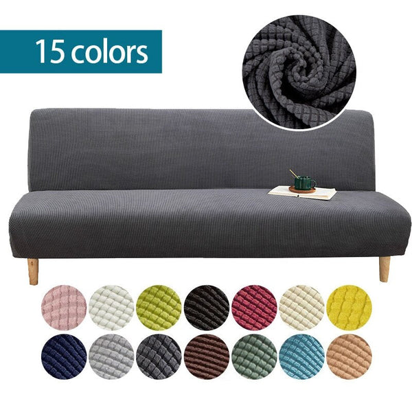 Polar Fleece Fabric Armless Sofa Bed Covers Solid All-inclusive Slipcover for Sofa Bed Without Armrest Couch Covers for Folding