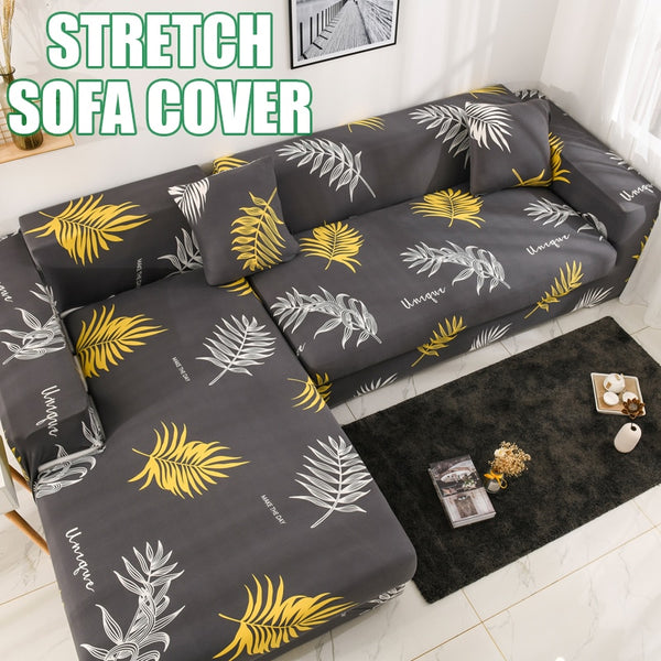 Printed Corner Sofa Cover Elastic Chaise Lounge 1 2 3 4 Seater Adjustable Protective Couch Cover with Rest Armchair Cover Settee Covers
