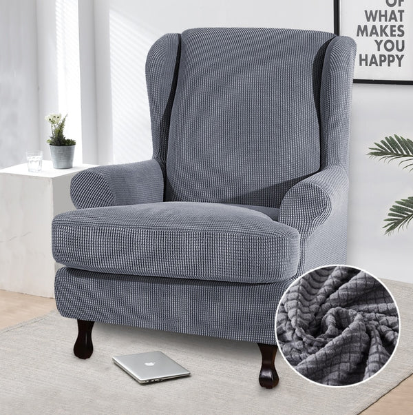 Sloping Arm Wing Back Chair Cover Elastic Armchair Wingback Chair Wing Back Chair Cover Stretch Protector SlipCover Protector King Back Chair Covers