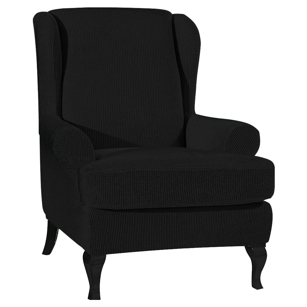 Sloping Arm Wing Back Chair Cover Elastic Armchair Wingback Chair Wing