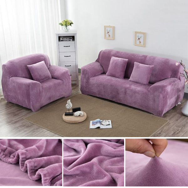 Thick Velvet Sofa Covers for Couch Cover Super Stretch Non Slip Couch Cover Friendly Elastic Furniture Protector Plush Sofa Slipcovers