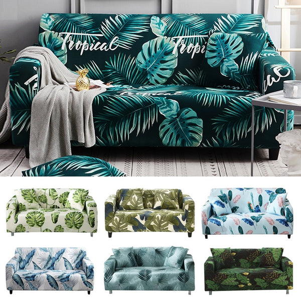 Tropical Leaves Elastic Sofa Cover Stretch Couch Slipcover Sectional Furniture Protector 1/2/3/4 Seater Stretch Sofa Cover Elastic Couch Case