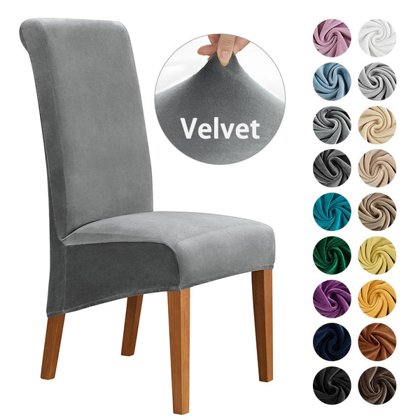 Velvet Chair Cover Stretch Dining Chair Cover Winter Warm Long Back Chair Cover Washable 2 Size Chair Cover For Kitchen Home