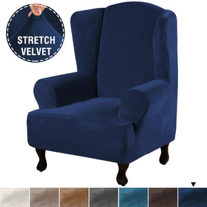 Velvet Fabric Wing Chair Cover