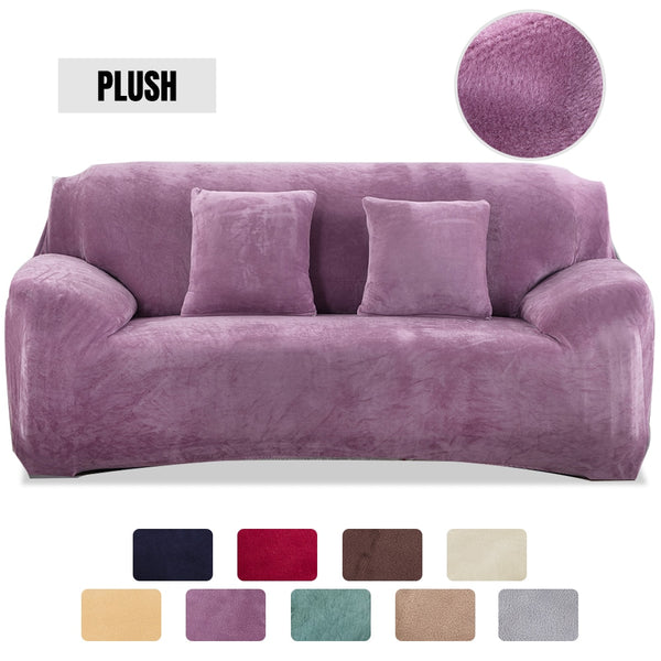 Velvet Plush Thicken Sofa Cover All-inclusive Elastic Sectional Couch Cover Chaise Longue L Shaped Corner Covers 1/2/3/4 Seater Slipcovers