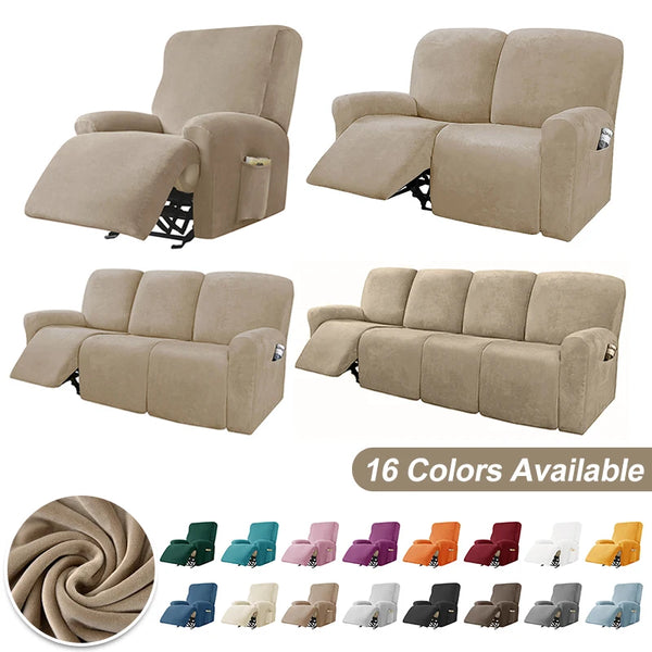 Velvet Recliner Chair Cover Elastic Armchair Sofa Covers Lazy Boy Relax Reclining Sofa Seat Cover For Living Room 1/2/3/4 Seats