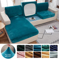 Velvet Sofa Cushion Cover Elastic Plush Cushion Cover Corner Couch Cover Stretch 1/2/3/4 Seater Sofas Case Seat Slipcover Couch Cushion Cover