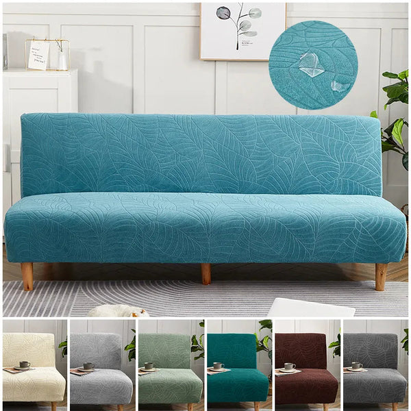 Waterproof Sofa Bed Cover Jacquard Solid Color Folding Sofa Cover Stretch Sofa Covers Without Armrests