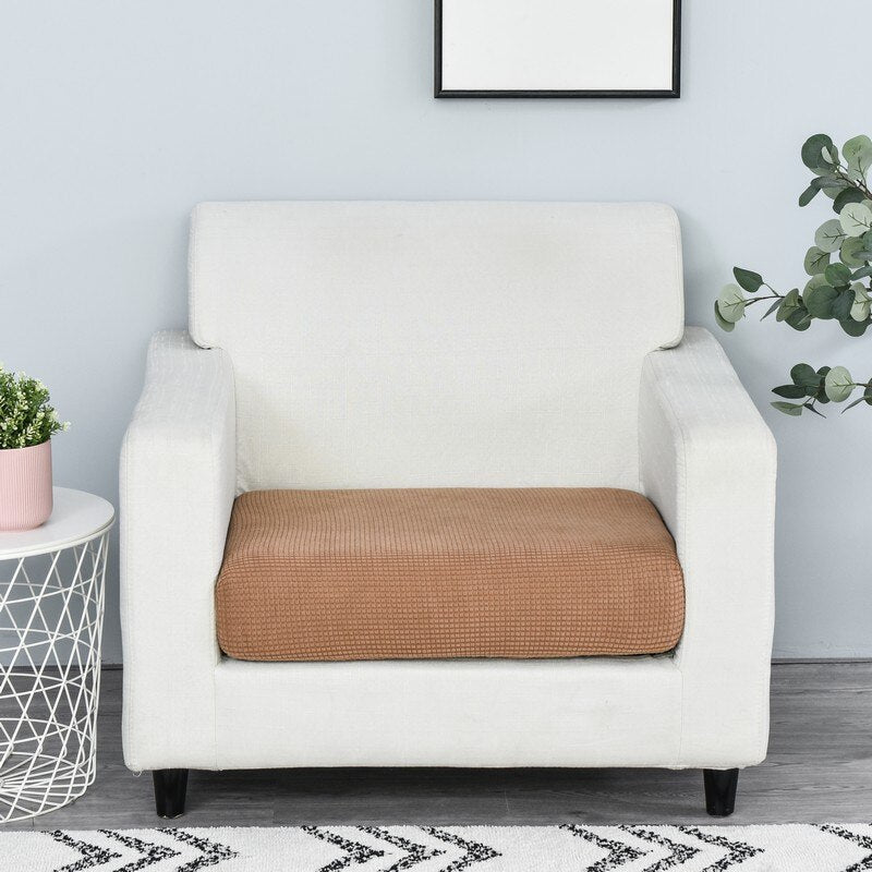 Funiture Protector Jacquard Thick Sofa Cushion Cover Corner Sofa Seat Slipcover Elastic Solid Color Couch Cushion Cover Elastic Material SofaCoverUK